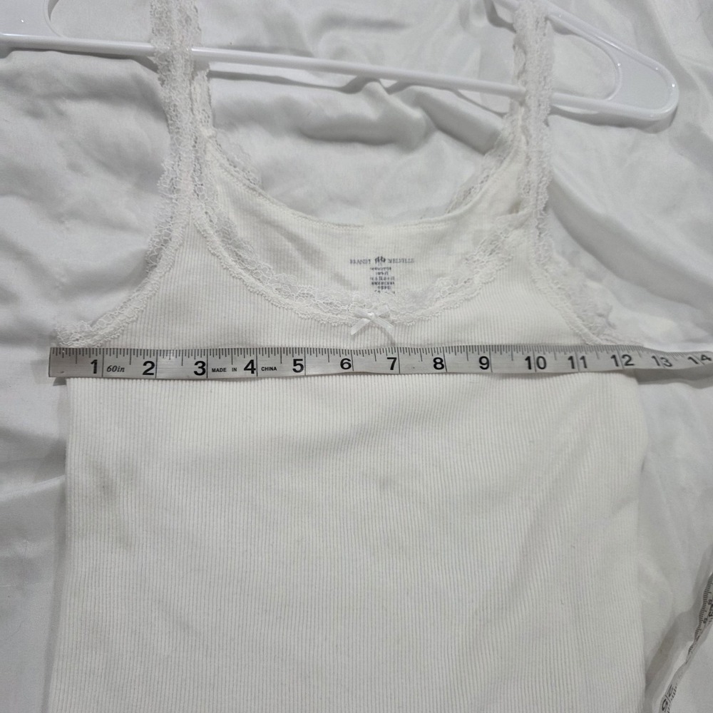 Y2K Brandy Melville Womens Lace Trim Tank Top Size Xs White Fairy Coquette - Picture 6 of 6